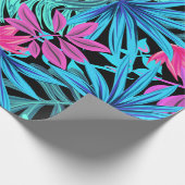 おもしろいのサイケデリックで、白熱［赤熱］光を放つなネオン熱帯葉 ラッピングペーパー (角)