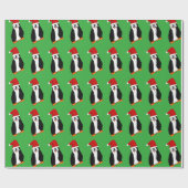 おもしろいのサンタハットのクリスマスペンギン ラッピングペーパー (フラット)