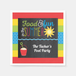 おもしろいのサンプールのパーティーカラフルChalkboard スタンダードカクテルナプキン