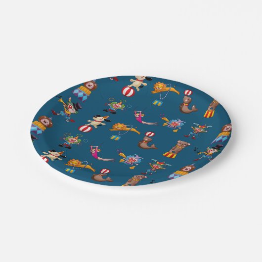 おもしろいのサーカスのパーティーは漫画パターン青行動します ペーパープレート (アングル)