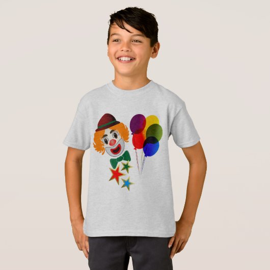 おもしろいのサーカスのピエロおよび気球 Tシャツ (正面フル)
