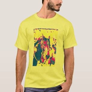 おもしろいのシアトルのたくさんの純血種の競馬馬の水彩画 Tシャツ