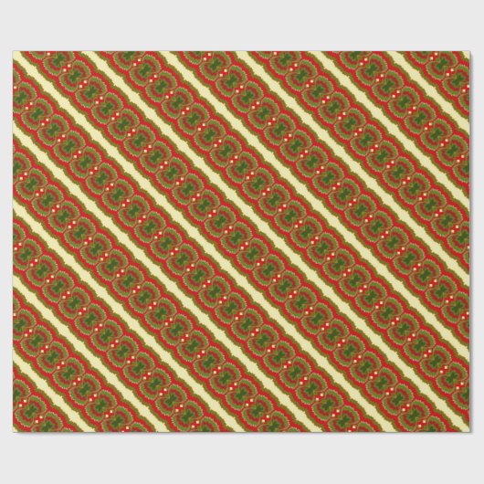 おもしろいのシックな金ゴールドの赤いマゼンタの緑のクリスマスは縞で飾ります ラッピングペーパー (フラット)