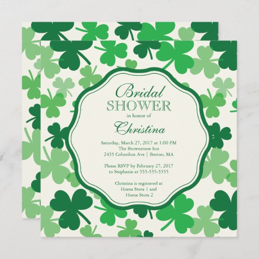 おもしろいのシャムロックのアイルランドのブライダルシャワーの招待状 招待状 (正面/裏面)