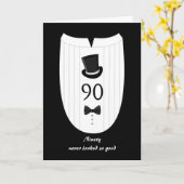 おもしろいのシルクハットのフォーマルな第90誕生日の挨拶状 カード (黄色い花)