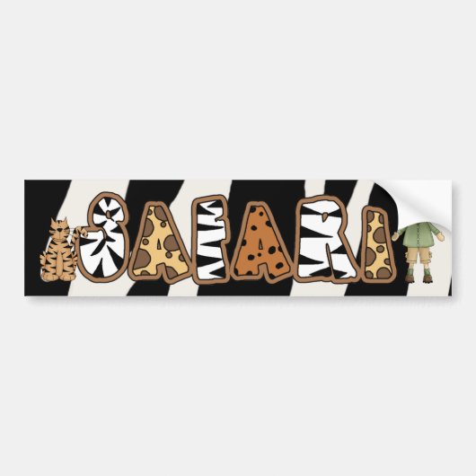おもしろいのジャングルサファリのバンパーステッカー バンパーステッカー (正面)