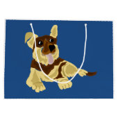 おもしろいのジャーマン・シェパード犬の芸術のデザイン ラージペーパーバッグ (裏面)