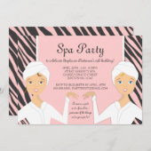 おもしろいのスパの女の子の誕生日のスパのパーティの招待状|のシマウマ 招待状 (正面/裏面)