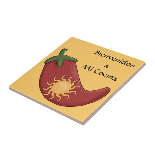 おもしろいのスペインので熱く赤いチリのコショウの台所歓迎 タイル (側面)