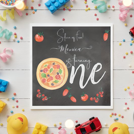 おもしろいのスライス、最初のピザ誕生日 スタンダードランチョンナプキン