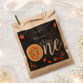 おもしろいのスライス、最初のピザ誕生日 フェイバーバッグ (クリップ留めされた状態)