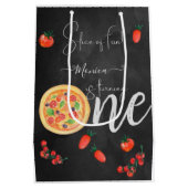 おもしろいのスライス、最初のピザ誕生日 ミディアムペーパーバッグ (裏面)