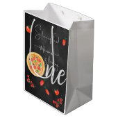 おもしろいのスライス、最初のピザ誕生日 ミディアムペーパーバッグ (裏面アングル)