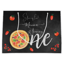 おもしろいのスライス、最初のピザ誕生日 ラージペーパーバッグ