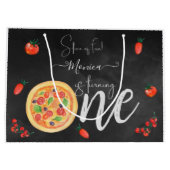 おもしろいのスライス、最初のピザ誕生日 ラージペーパーバッグ (裏面)