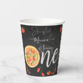 おもしろいのスライス、最初のピザ誕生日 紙コップ (裏面)
