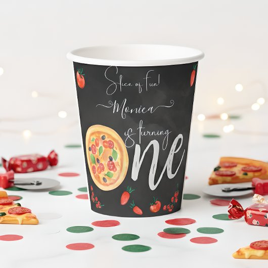 おもしろいのスライス、最初のピザ誕生日 紙コップ