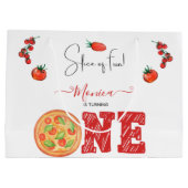 おもしろいのスライス、最初の誕生日 ラージペーパーバッグ (裏面)