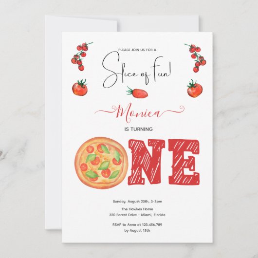 おもしろいのスライス、最初の誕生日 招待状 (正面)