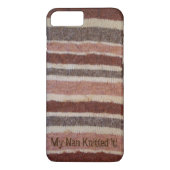 おもしろいのスローガンを持つ、みすぼらしいシックなニットストライプブラウン Case-Mate iPhoneケース (裏面)