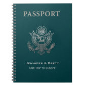 おもしろいのティール（緑がかった色）のパスポートのカスタムのノート ノートブック (正面)