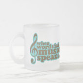 おもしろいのティール(緑がかった色)音楽はミュージシャンのギフトを話します フロストグラスマグカップ (左)