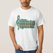 おもしろいのティール（緑がかった色）音楽はミュージシャンのギフトを話します Tシャツ (正面)