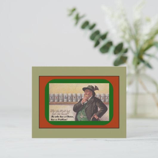 おもしろいのドイツの諺の郵便はがきの~彼にWHO CHOICE~があります ポストカード (スタンド正面)