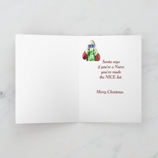 おもしろいのナースのクリスマスはサンタクロースを望みます シーズンカード (内部)