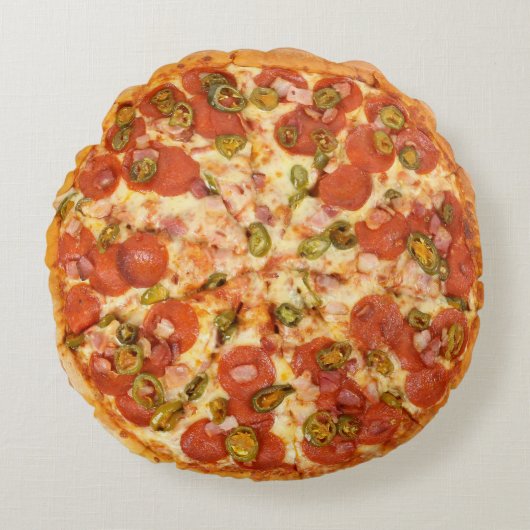 おもしろいのノベルティのカッコいいのチーズピザグリルのパーティーの食糧 ラウンドクッション (正面)