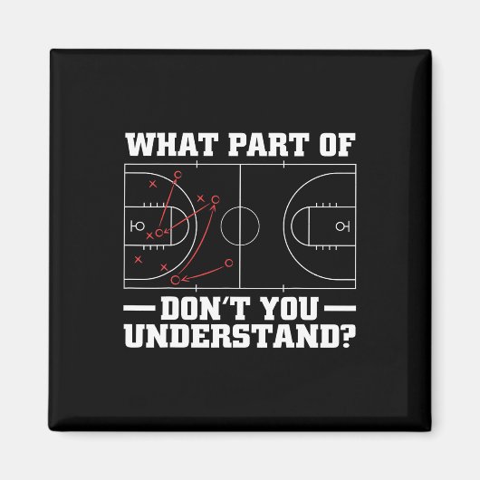 おもしろいのバスケ男性へットコーチ女性戦術図 マグネット (正面)