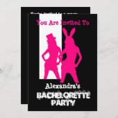 おもしろいのバニー女の子の名前入りなバチェロレッテ 招待状 (正面/裏面)