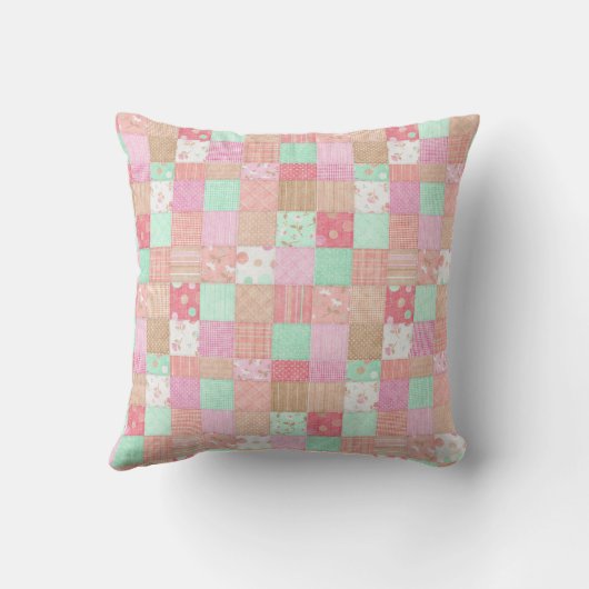 おもしろいのパステル調のヴィンテージのぼろぼろのシックなパッチワークパターン クッション (裏面)