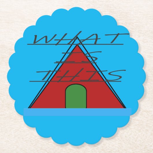 おもしろいのパズル語の質問ブルーとダークレッド ペーパーコースター (正面)