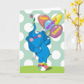 おもしろいのパーソナライズなハッピーバースデー象カード カード (黄色い花)