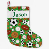 おもしろいのパーソナライズな動的スポーツのテーマ スモールクリスマスストッキング (正面)