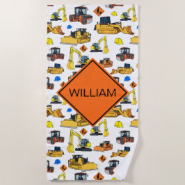 おもしろいのパーソナライズな建築車パターン ビーチタオル