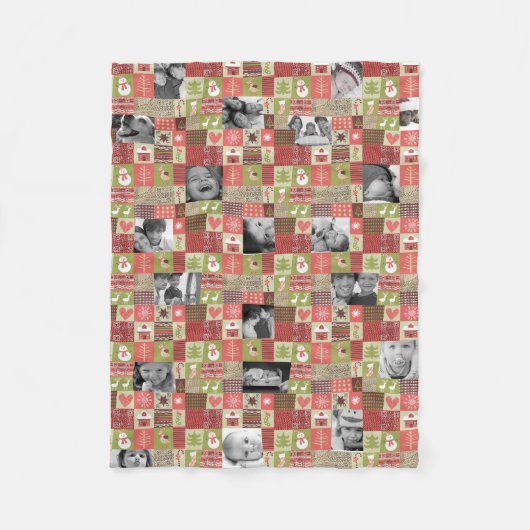 おもしろいのビデオが付いているクリスマス20の写真のコラージュ毛布 フリースブランケット (正面)