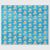 おもしろいのビーチのサーフィンのクリスマスのサンタの覆いのパーティー ラッピングペーパー (フラット)