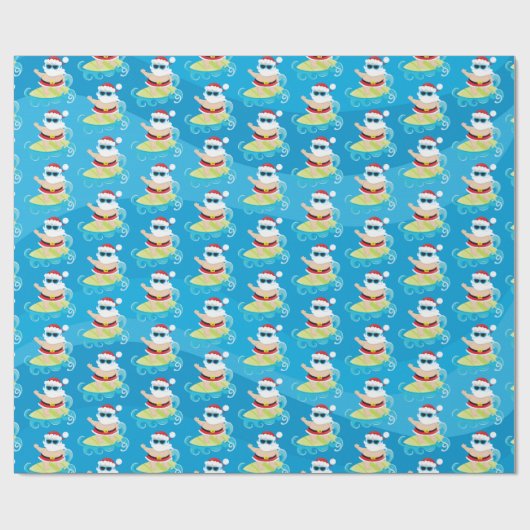 おもしろいのビーチのサーフィンのクリスマスのサンタの覆いのパーティー ラッピングペーパー (フラット)