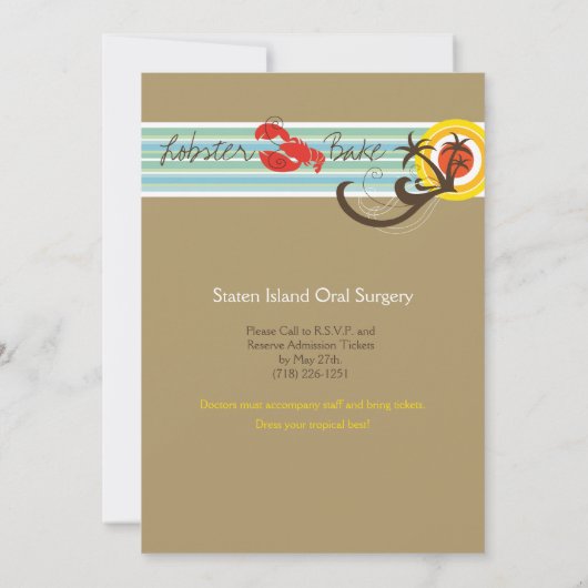 おもしろいのビーチの休日の夏のロブスターはパーティーの招待を焼きます 招待状 (裏面)