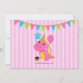 おもしろいのピンクの恐竜の誕生日のパーティの招待状 招待状 (裏面)