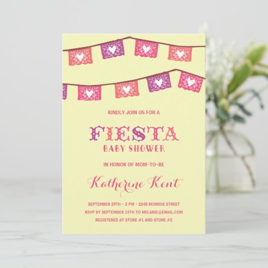 おもしろいのフェスタ|のピンクの女の子のベビーシャワー 招待状 (スタンド正面)