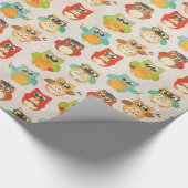 おもしろいのフクロウの光沢のある包装紙 ラッピングペーパー (角)