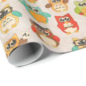 おもしろいのフクロウの光沢のある包装紙 ラッピングペーパー (ロールコーナー)