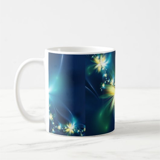 おもしろいのフラクタルの花のマグ コーヒーマグカップ (左)