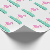 おもしろいのフラミンゴの誕生日プレゼントの覆い ラッピングペーパー (角)