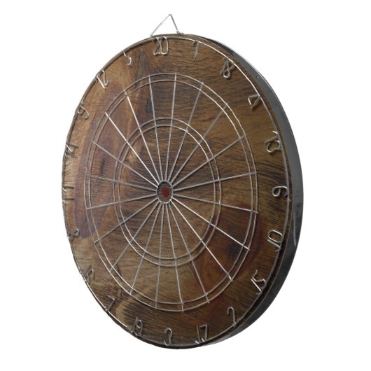 おもしろいのブラウンのKnotty素朴な木製の一見の背景 ダーツボード (正面右)