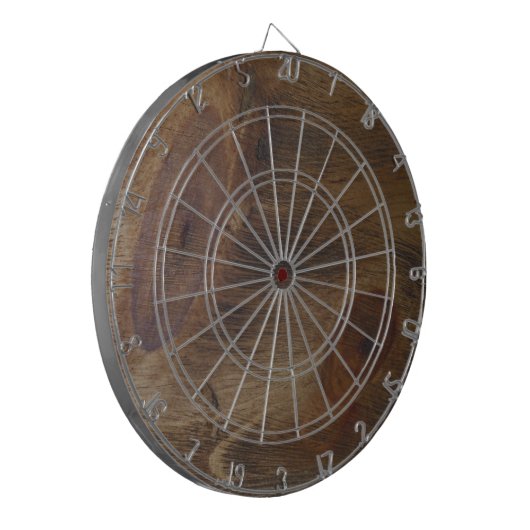 おもしろいのブラウンのKnotty素朴な木製の一見の背景 ダーツボード (正面左)