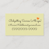 おもしろいのプリントのベビーシッターをするサービスを遊んでいる子供 名刺 (裏面)